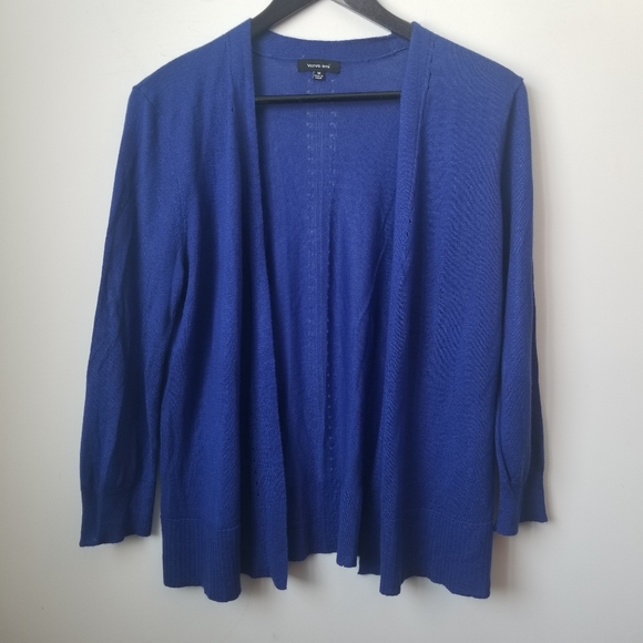 Verve ami women's blue open front fitted cardigan - Picture 10 of 10